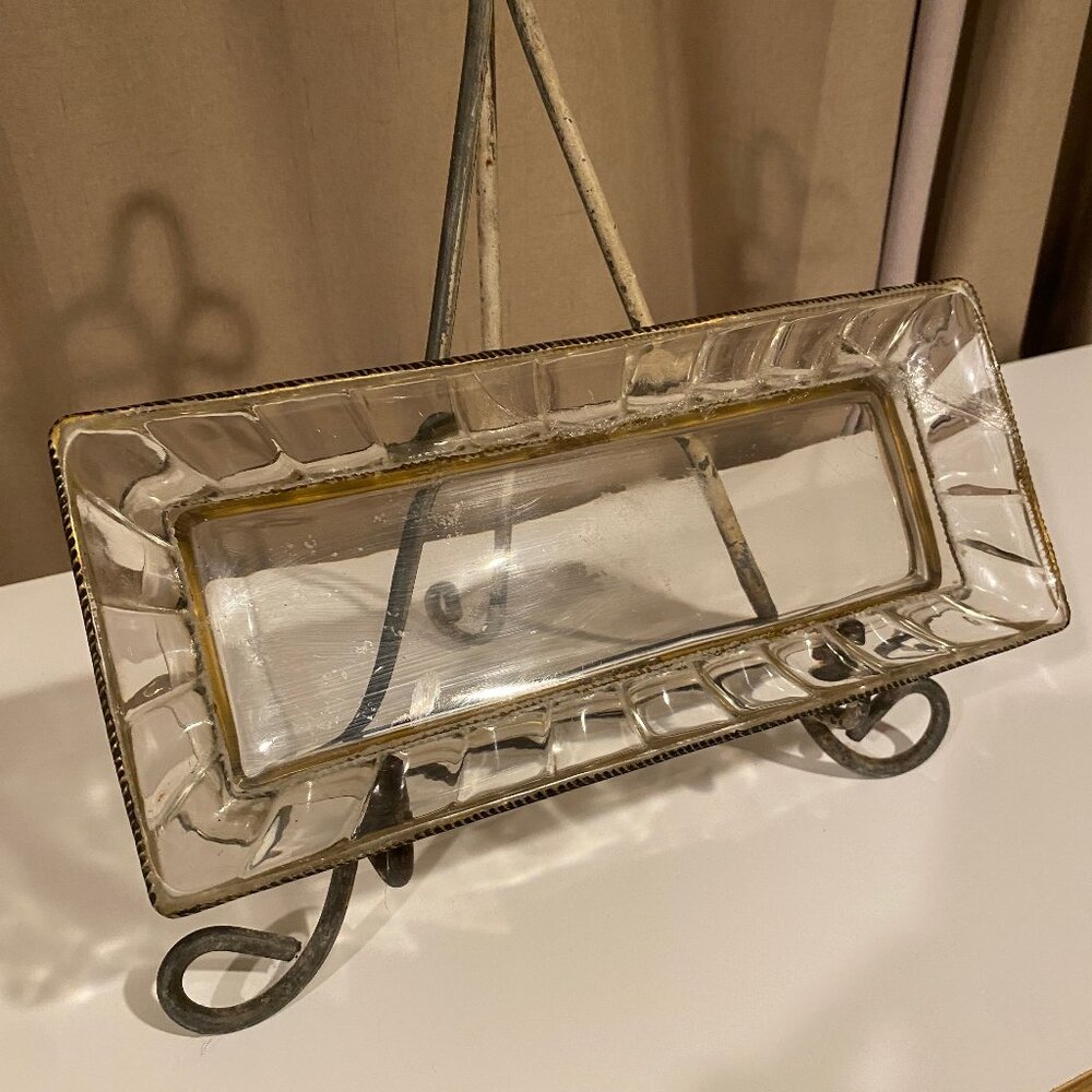 Vintage Lucite Hollywood Regency Art Deco Tray 11x4.5 Repaired MCM